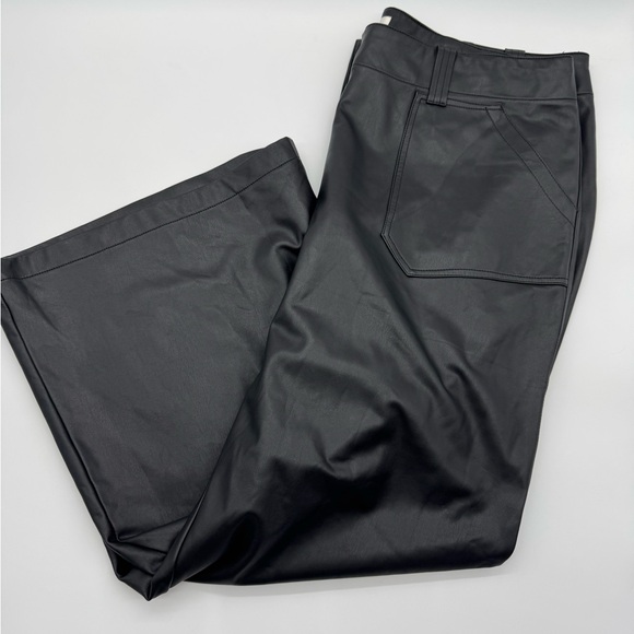 Anthropologie Maeve Naomi Faux Leather Black Wide-Leg Pants, Size 16W - Picture 6 of 16